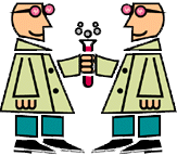 Two mad scientists connected by their bubbling vials.