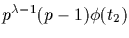 $p^{\lambda
-1}(p-1)\phi (t_2)$