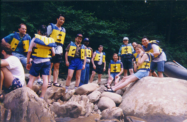 image of Jordan group on rafting trip in 1996