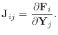 $\displaystyle \mathbf{J}_{ij}=\frac{\partial \mathbf{F}_i}{\partial \mathbf{Y}_j}.$