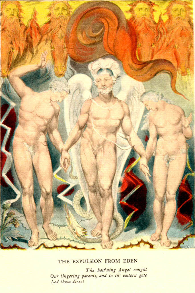 william blake paintings. William Blake#39;s painting titled quot;The Expulsion From Edenquot;. http://www.pitt.edu/~ulin/Paradise/images/PL12b.jpg