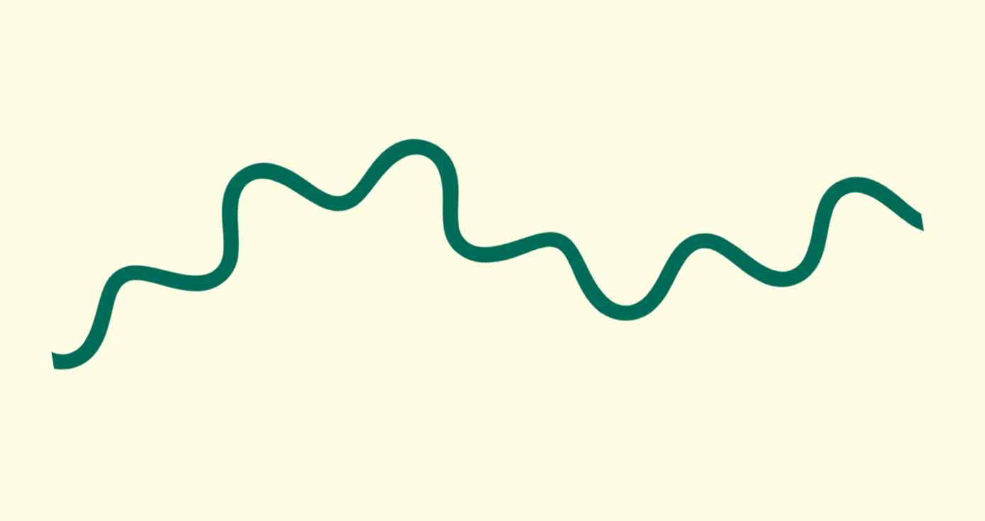 A green squiggle over a pale yellow background