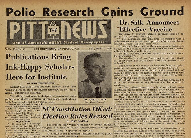 the front page of the March 27, 1953 issue of The Pitt News