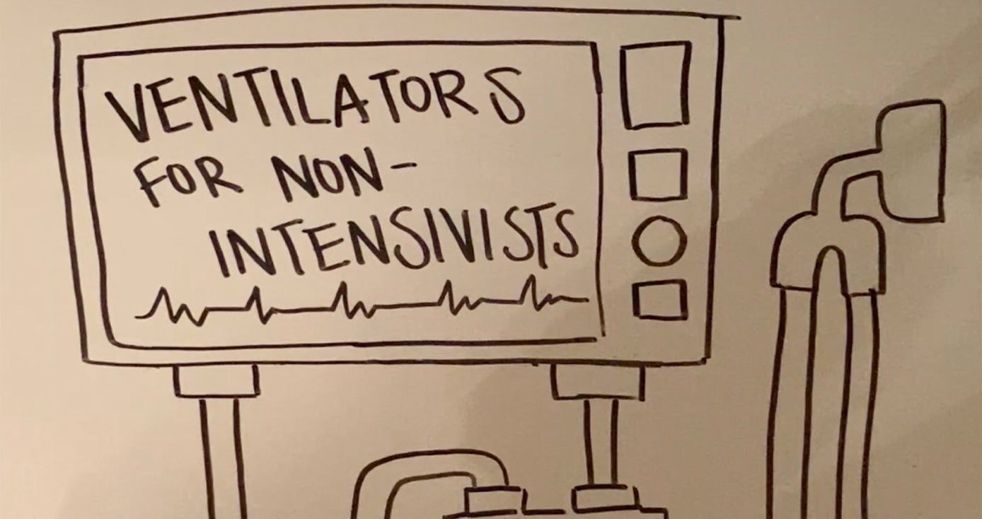 An illustration for a video guide called "Ventilators for Non-Intensivists"