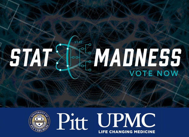 STAT Madness graphic with UPMC and Pitt logos underneath