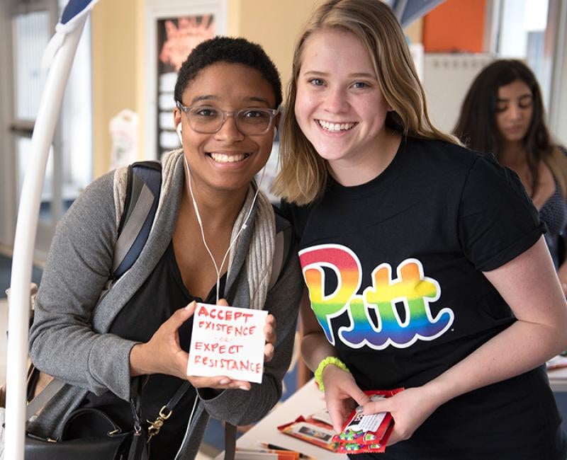 two students at pride event