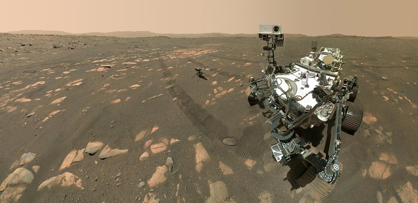 NASA perseverance rover taking a photo on Mars