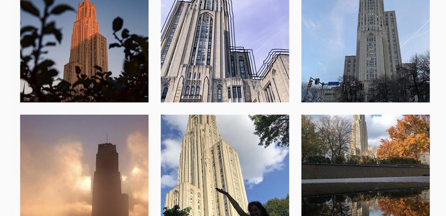 6 pictures of the the Cathedral of Learning