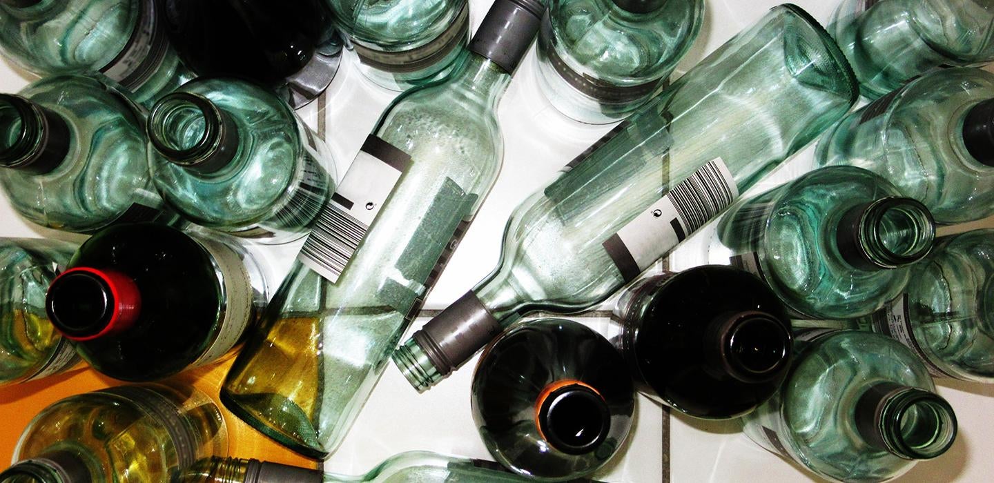 Several empty bottles grouped together