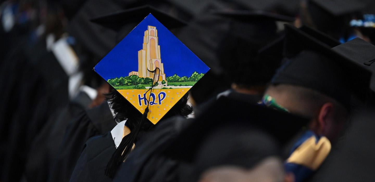 The Cathedral of Learning painted on a graduation cap