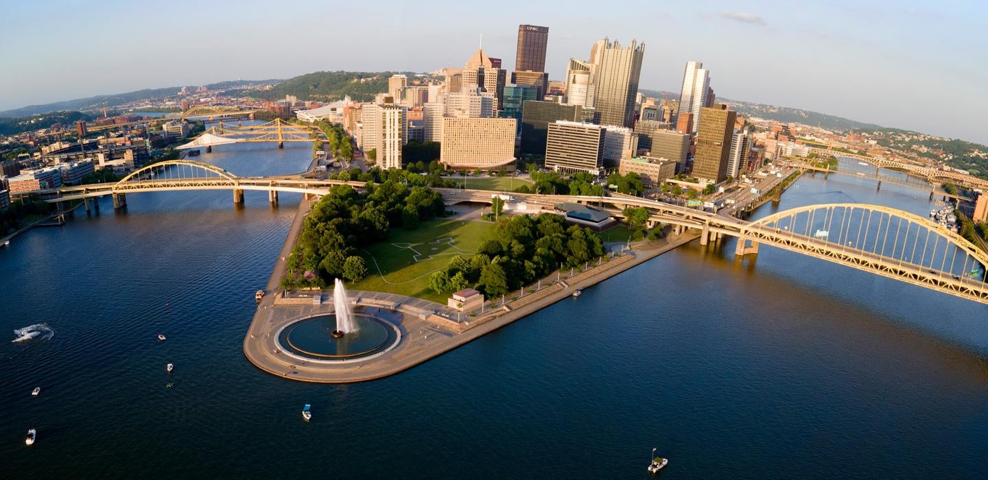 Pittsburgh's point, from the air