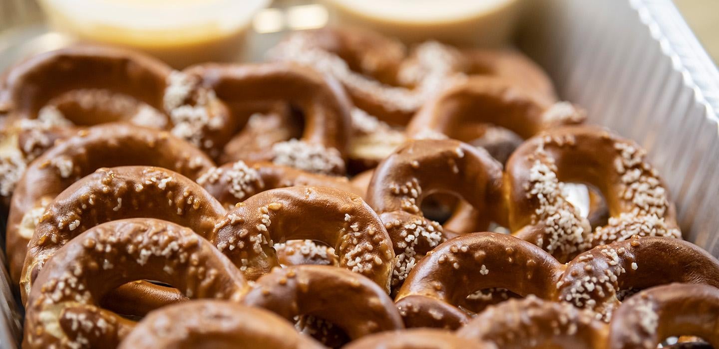 A tray of pretzels