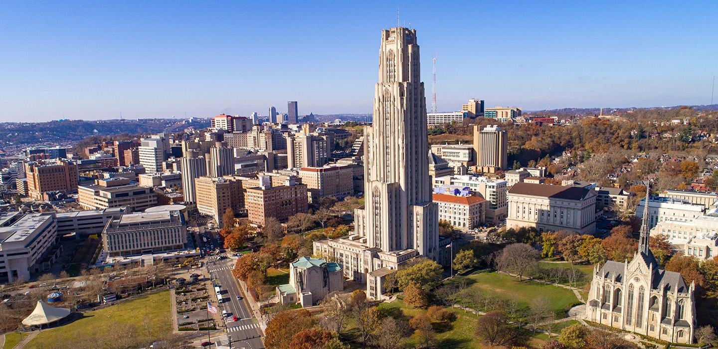 The Cathedral of Learning towers over Pitt's campus