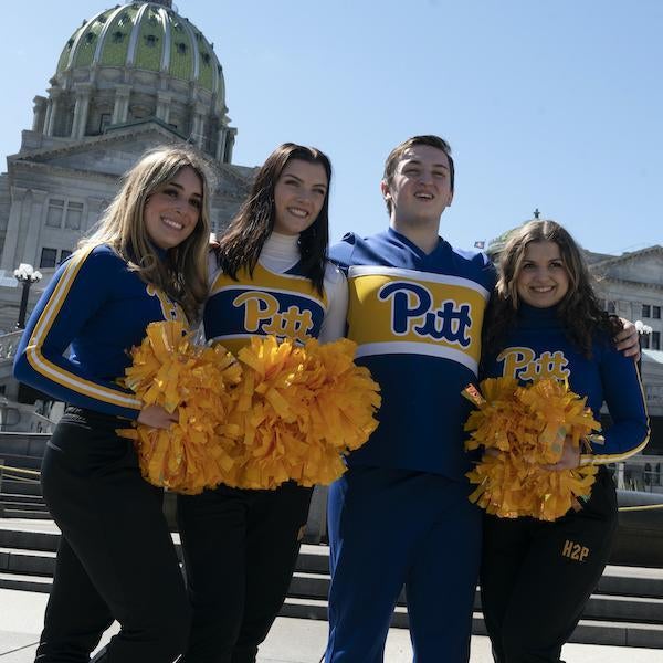 Pitt cheerleaders in Harrisonburg