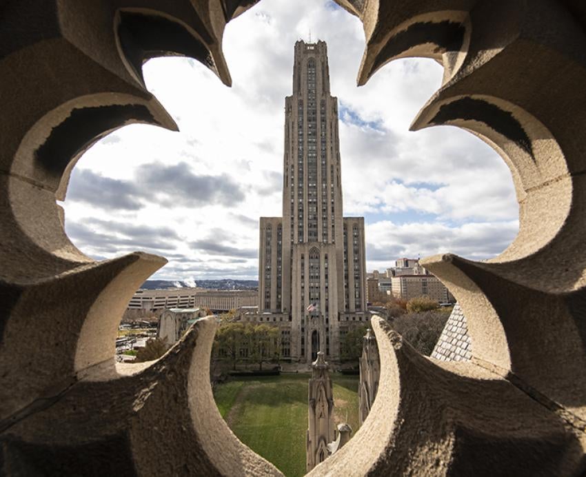 Cathedral of Learning view through building window