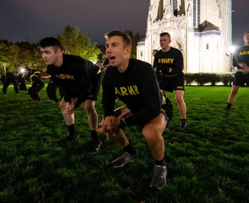 Matthew Starinsky working out with team early in the morning at Cathedral Lawn.