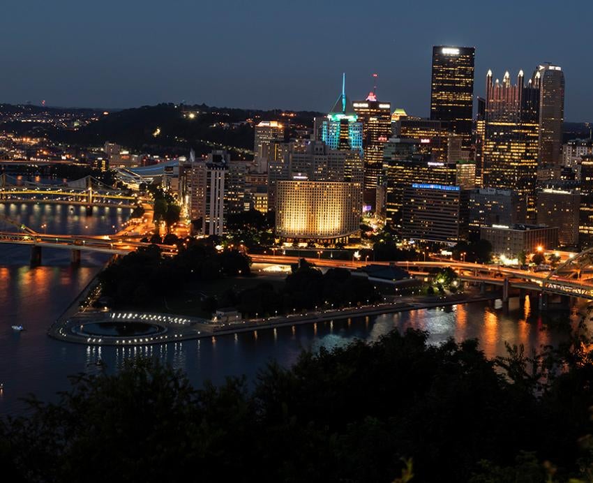 The Pittsburgh skyline at night
