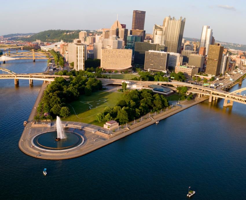 Pittsburgh's point, from the air