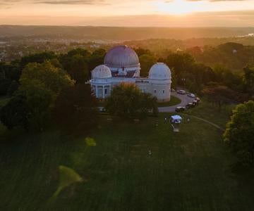 A drone photo of Allegheny Observatory