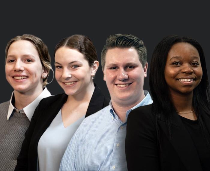 A composite image of headshots of four students